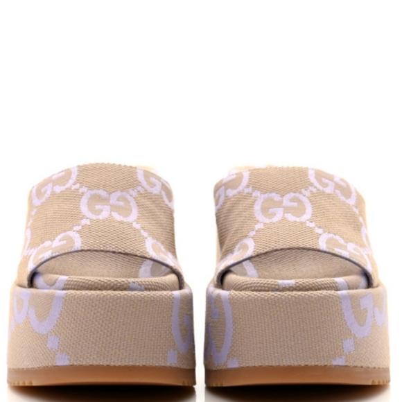Gucci Monogram Jumbo GG Platform Slides 42 - Picture 2 of 9